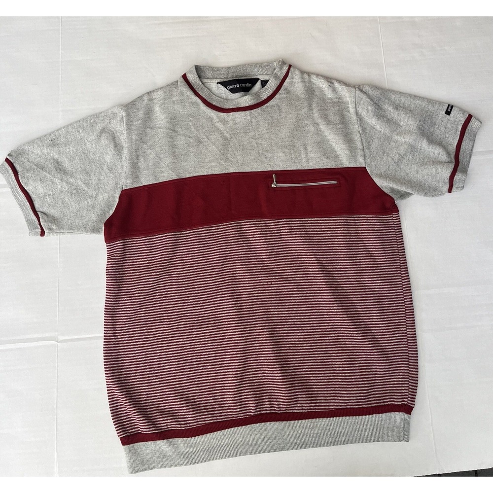 pierre cardin shirt mens size M crew neck short sleeve It Has 2 Holes See Pics